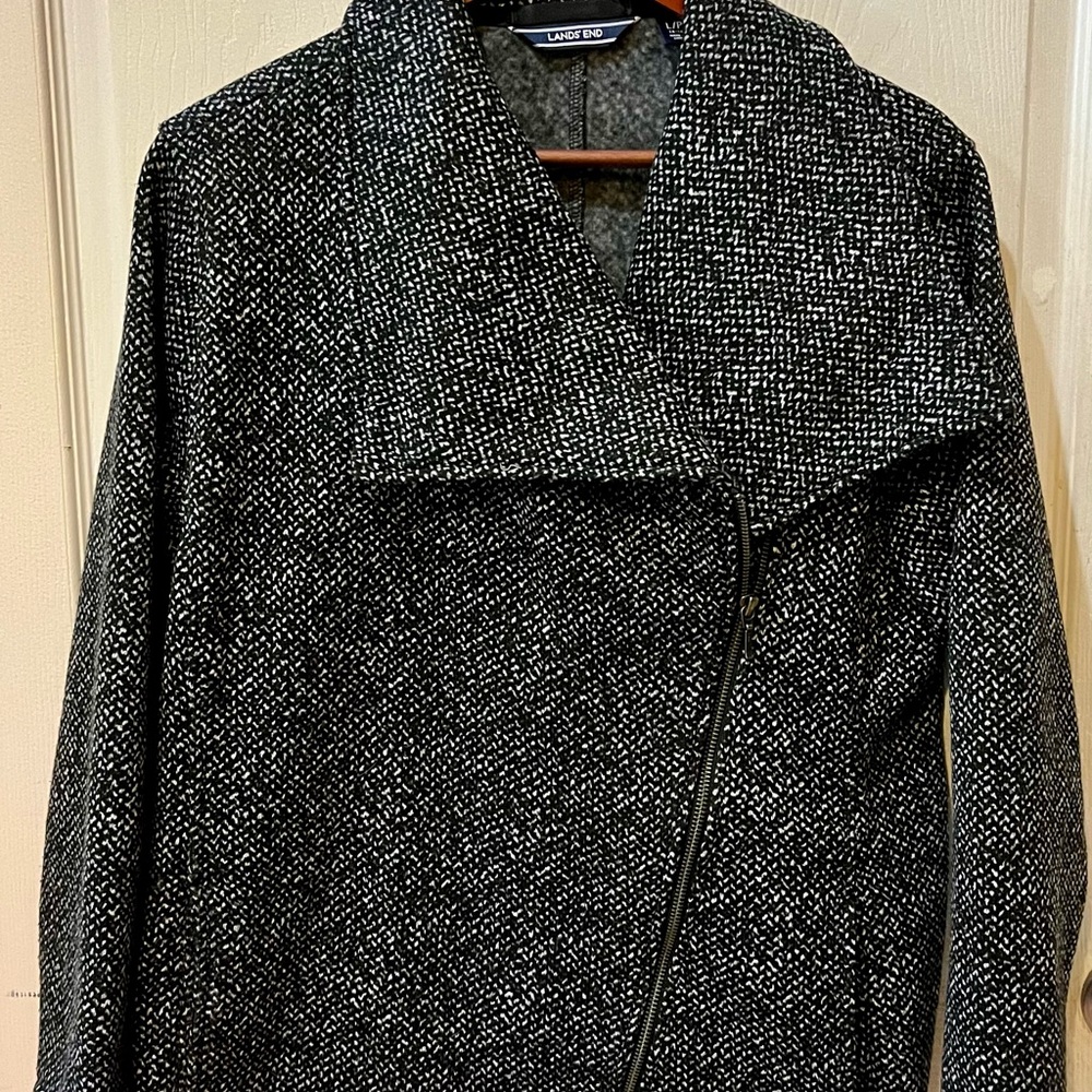 Lands' End Women’s Waterfall Sweater Fleece Jacket Size Petite Large 14/16